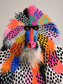 Kleurrijke Mandril in Moderne Popart van Studio Ypie