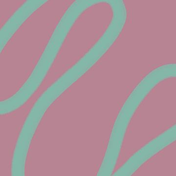 Boho abstracte lijnen in mintgroen op roze. van Dina Dankers