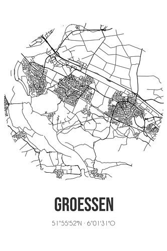 Groessen (Gelderland) | Landkaart | Zwart-wit