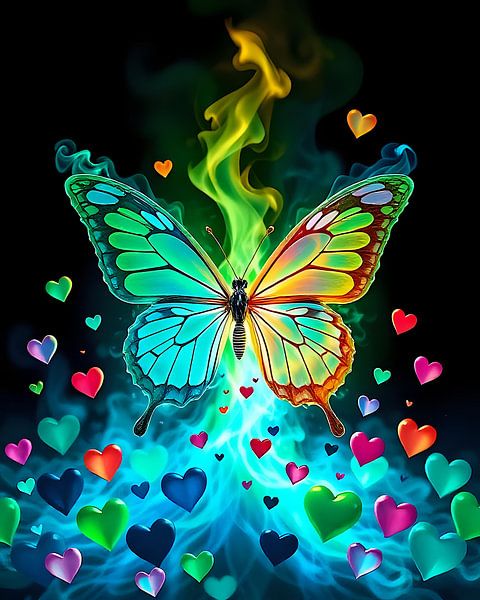 Butterfly outline made of flames by Jean Pierre