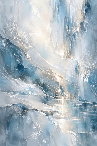 IJsblauw Abstract Schilderij - Dromerig IJsland