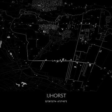 Black-and-white map of IJhorst, Overijssel. by Rezona