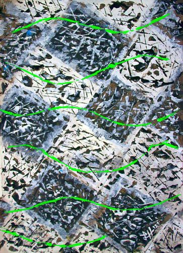 Groene golven op zwarte en witte ruitjes