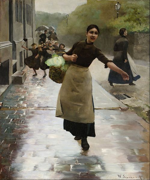Wacław Szymanowski-Girl with shopping by finemasterpiece