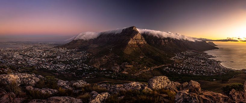 Table Mountain in Cape Town at sunset. by Gunter Nuyts