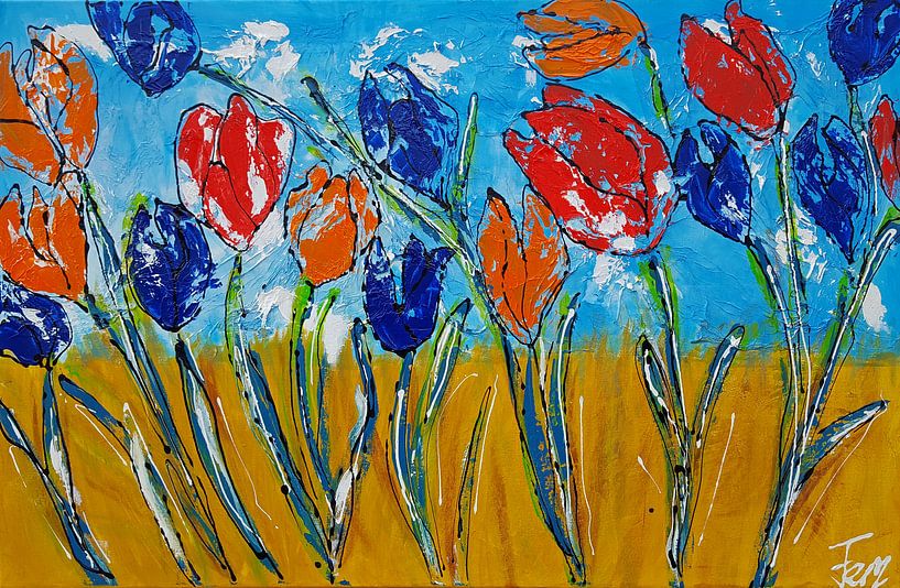 Tulpen (ik hou van Holland) van Femke van der Tak (fem-paintings)