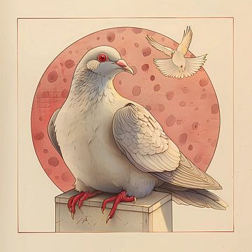 Humoristische illustratie van huisdieren. Duif van Ariadna de Raadt-Goldberg