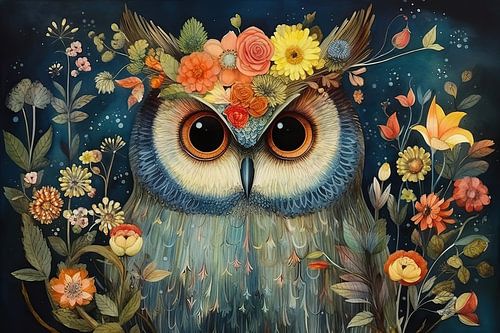 Painting owl portrait