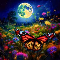 beautiful butterflies fly over the flowers