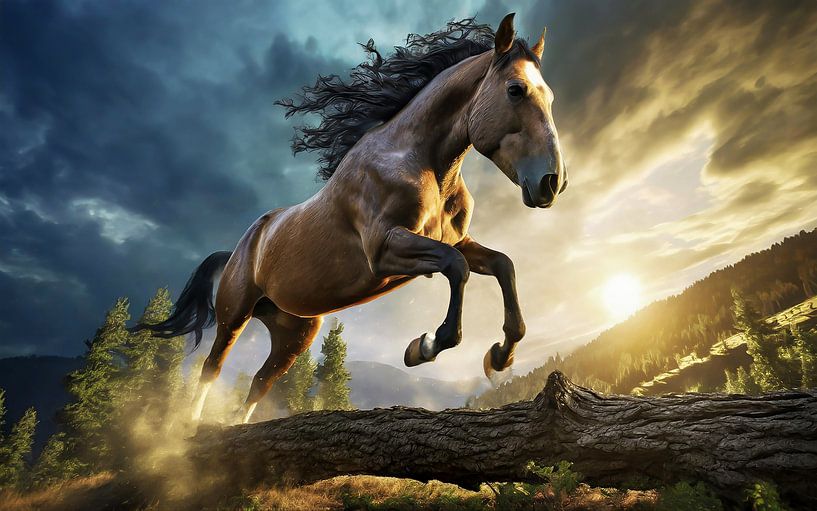 Wildpferd im Sprung von Jürgen Wiesler