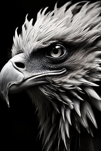 Minimalist bird portrait in black and white