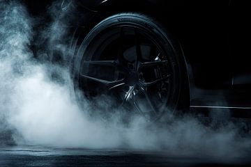 Clouds of vapour from a car tyre by Poster Art Shop