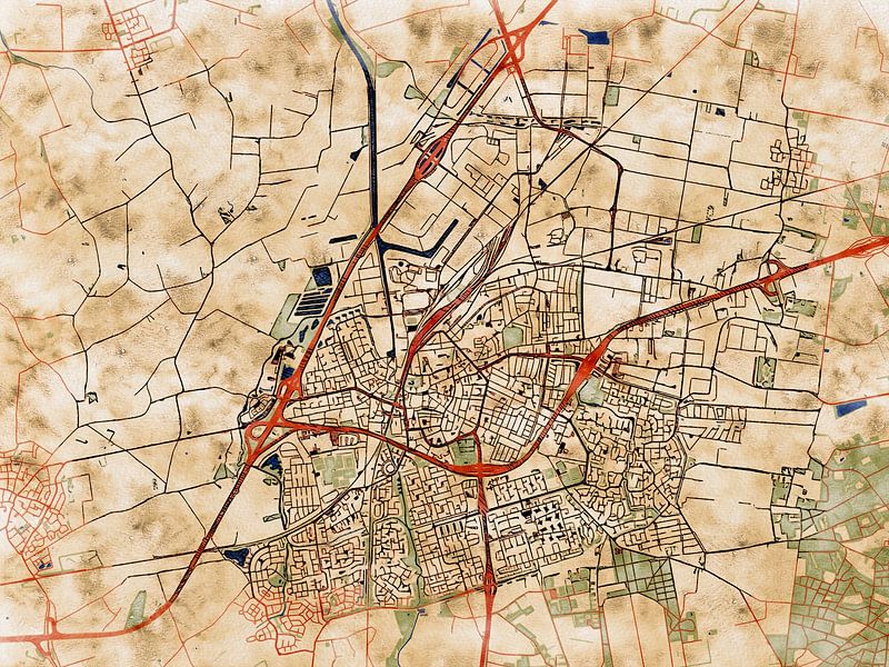 Map of Roosendaal with the style 'Serene Summer' by Maporia