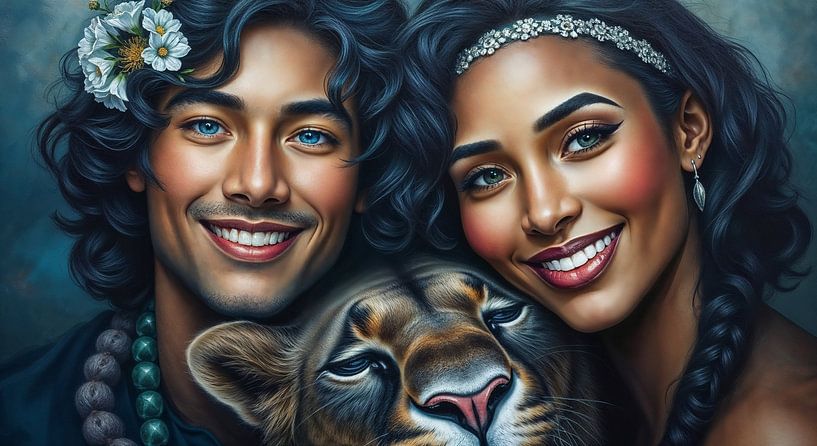 glückes Paar mit Tiger von Liona Toussaint