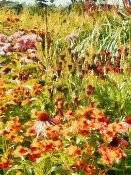 Kleurrijke cottage tuin in impressionistische stijl van Dorothy Berry-Lound