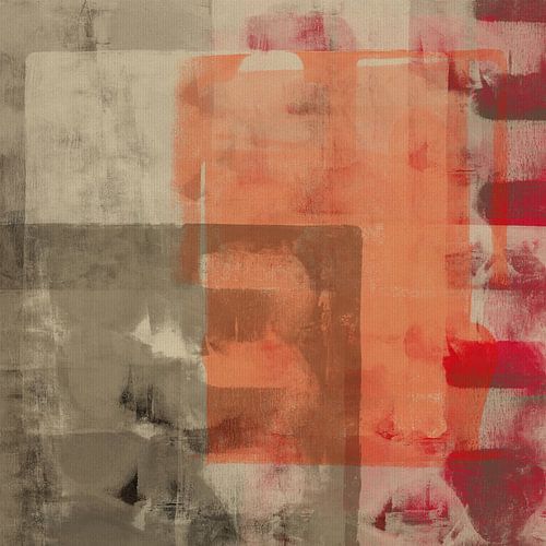 Neutraal mixed media abstract in warme aardetinten
