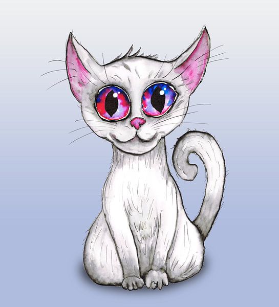 Cute white cat by Bianca Wisseloo