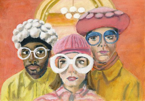 Glückliche glänzende Menschen