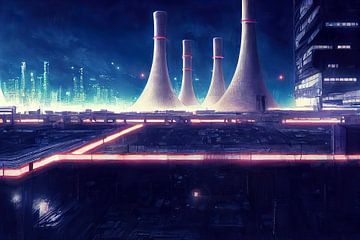 Energiecentrale V in Megacity van Josh Dreams Sci-Fi