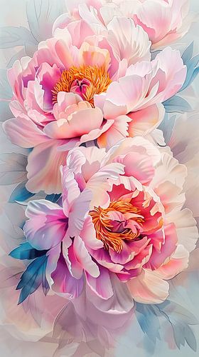 Prachtige Bloemen in Pastelkleurige Botanische Stijl