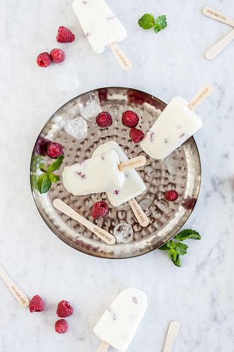 Glaces au yogourt et aux framboises