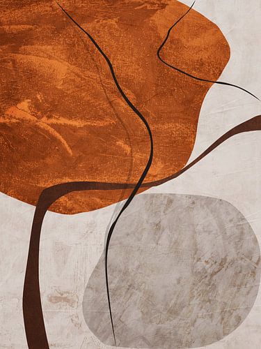 Organische geometrische abstracte kunst in aardetinten