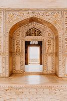 Beautiful marble in Agra fortress in India