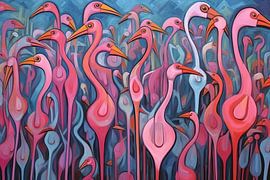 Painting Colourful Flamingo's by ARTEO Paintings