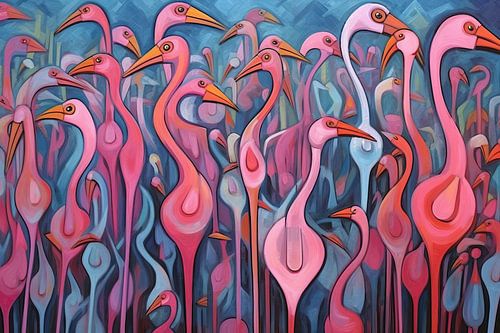 Bunte Flamingo's malen