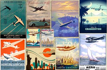 Prikbord met vintage luchtvaartposters van Corinne Welp