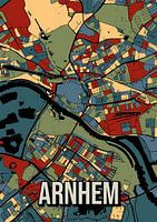 Arnhem Abstracte Kaartposter – Kleurrijke Stadsplattegrond Kunst