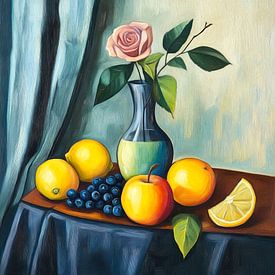 Des fruits et une rose sur Jutta Maria Pusl