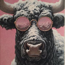 Bison Rosa | Weihnachtsbison von ARTEO Gemälde