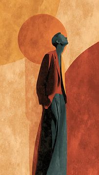 Vintage Modern Human Expression – Contemporary Flat Digital Illustration by Aden Pink Galerry