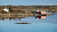 Bootshäuser an der Atlantikstraße in Norwegen von Aagje de Jong Miniaturansicht