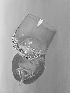 Catch me if you can - photorealistic painting of a glass