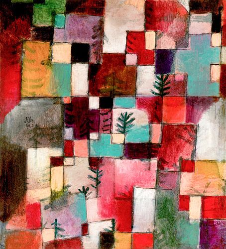 Red green and Violet–Yellow Rhythms (1920) by Paul Klee.