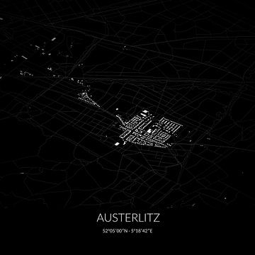 Zwart-witte landkaart van Austerlitz, Utrecht. van Rezona