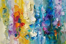 Abstrakte farbenfrohe Malerei mit floralem Motiv von Art & Soul Creations