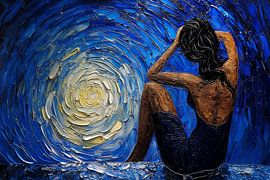 sculpture woman in van Gogh colours by Egon Zitter