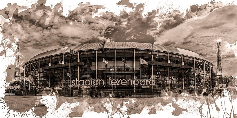 Feyenoord ART Rotterdam Stadion "De Kuip" Sepia von MS Fotografie | Marc van der Stelt