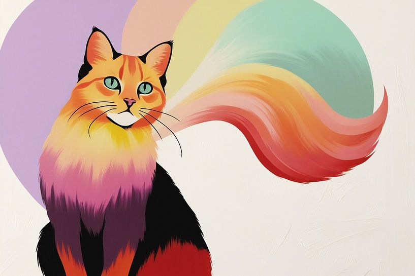 Portrait de chat coloré avec style par Art & Soul Creations
