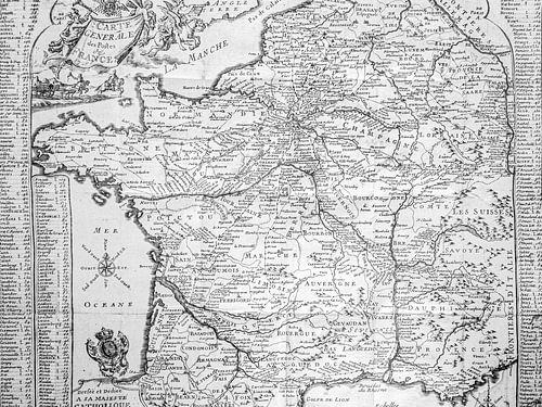 Oude landkaart van Frankrijk