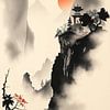 Japanische Tuschemalerei Landschaft - Cultural Serenity Art von MIROKKU