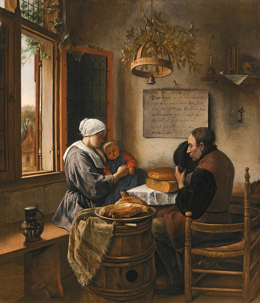 Das Gebet vor der Mahlzeit, Jan Steen von Meesterlijcke Meesters