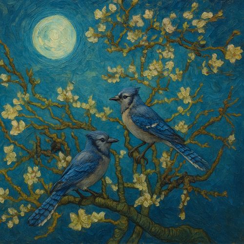 Amandelbloesem Serenade onder de Blauwe Maan-Van Gogh remix