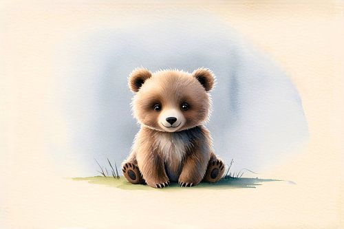 Schattige beer in zachte kleuren