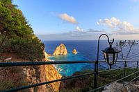 Sea view with a rock formation on the island of Zakynthos in Greece