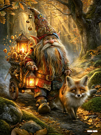 Gnome mit Fuchs im Wald
