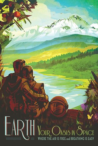 STK204747S-Retro ruimtevaartposter van een aardwetenschappelijke missie. van Stocktrek Images